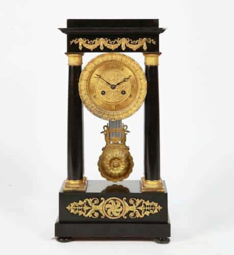 French gilt-bronze portico clock (19th century)