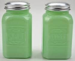 Green milk glass shakers