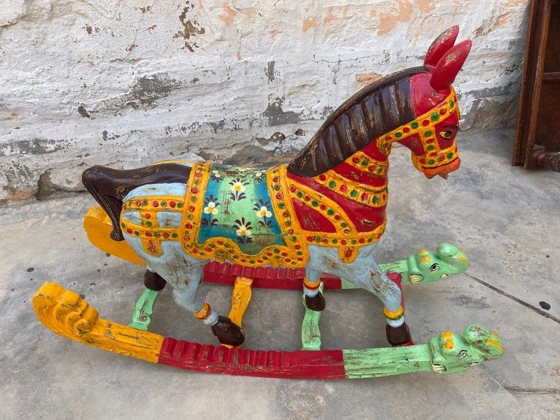 Hand-painted Indian rocking horse
