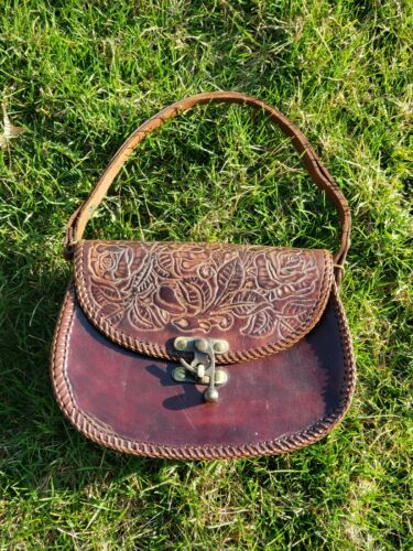 Hand-tooled leather bag