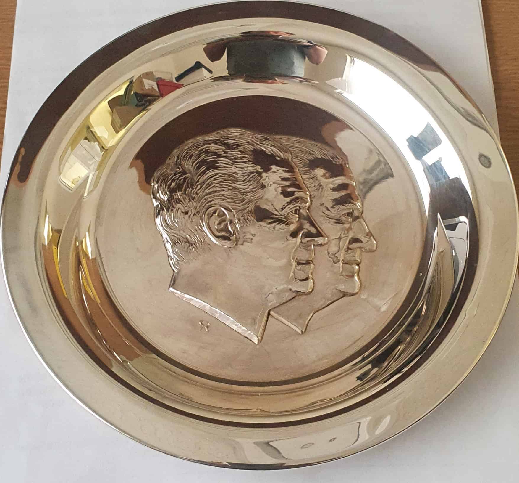 Silver inauguration plate for Nixon.