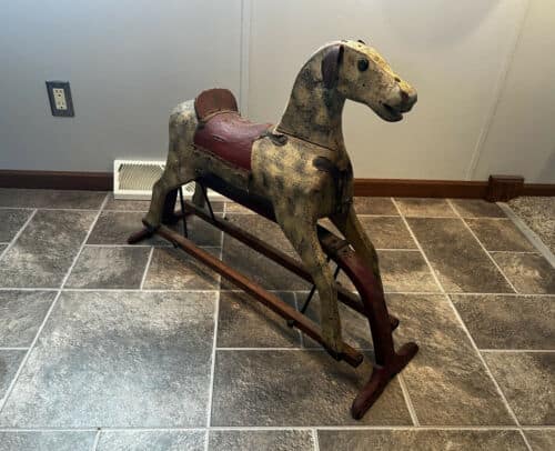 Wood rocking horse folk art toy