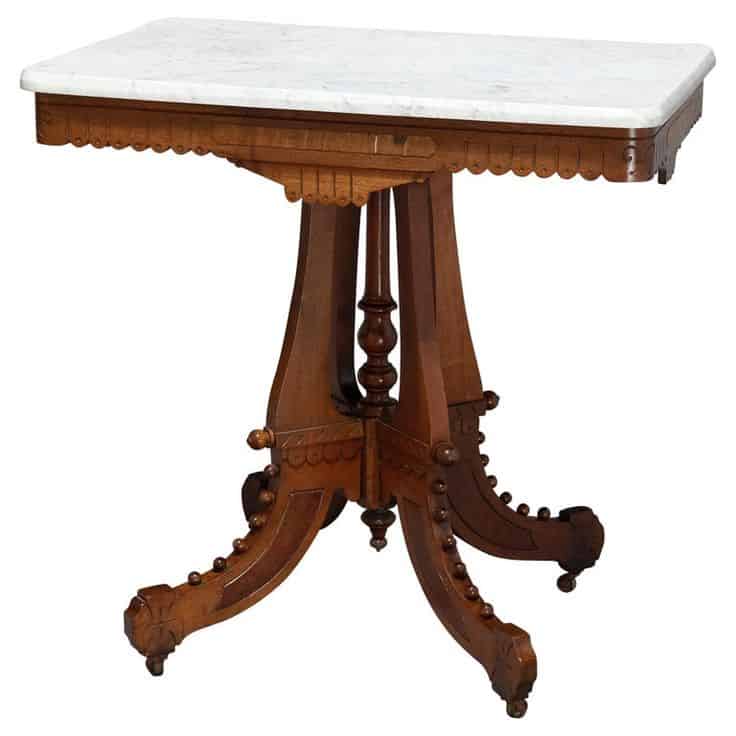 antique Eastlake Marble Top End Table